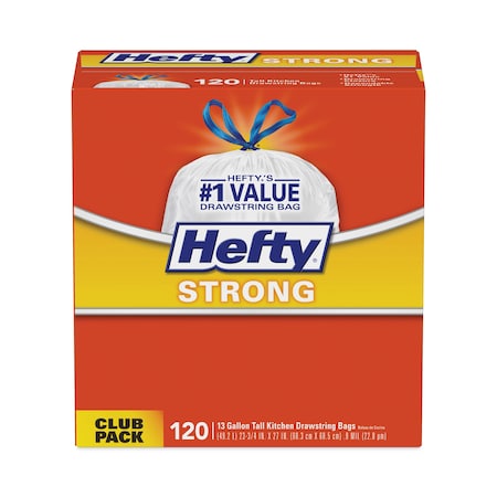 Hefty 13 gal Trash Bags, 23.75 in x 27 in, Standard-Duty, .90 Mil, White, 360 PK E8-4562